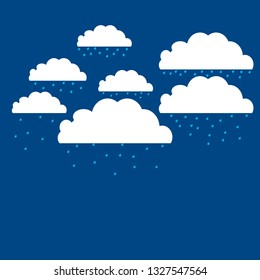 illustration of Cloud and rain on dark background. heavy rain, rainy season, vector, illustration. 