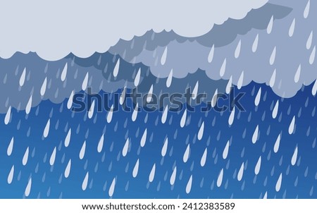 Illustration of Cloud and rain on dark background. heavy rain rainy season paper cut and flat style. vector illustration.