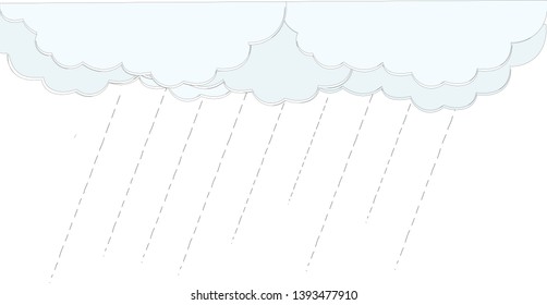 Illustration of Cloud and rain on white background