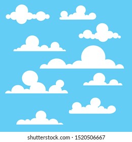 Illustration of a cloud in the sky. Set. Icons. Vector