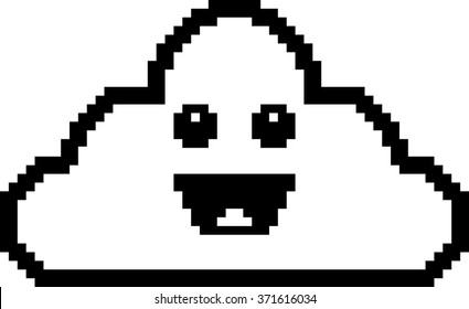 An illustration of a cloud smiling in an 8-bit cartoon style.