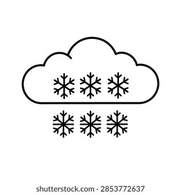 Illustration of a cloud with snowflakes falling beneath, representing snowy weather conditions in a simple, minimalistic style.