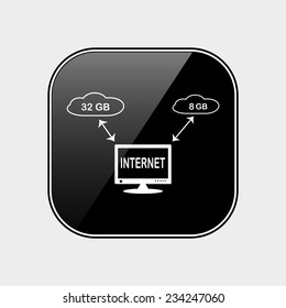 illustration of cloud storage black glossy button, vector