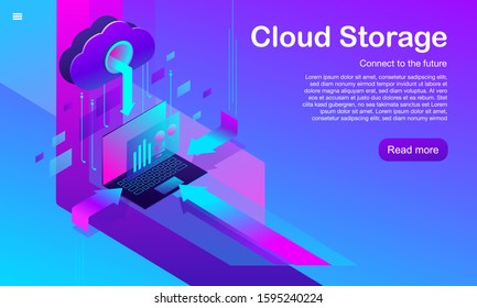 illustration of Cloud storage for website design 