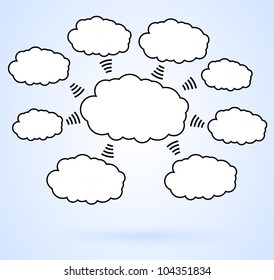 illustration of cloud style bubbles for diagram charts, use to illustrate the connections or social relationship. EPS 10 format to preserve the shadow effect.