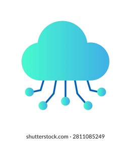Illustration of a cloud symbol connected with circuit lines representing technology and data transfer.
