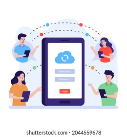 An illustration of cloud syncing in flat design 