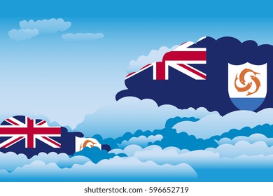 Illustration of Clouds, Clouds with Anguilla Flags