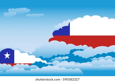 Illustration of Clouds, Clouds with Chile Flags
