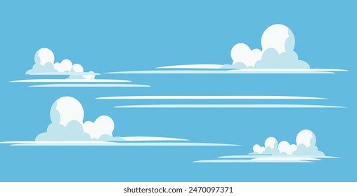 Ilustración de nubes, colección de iconos de nube de dibujos animados en diseño plano. Colección de nubes blancas en estilo plano.