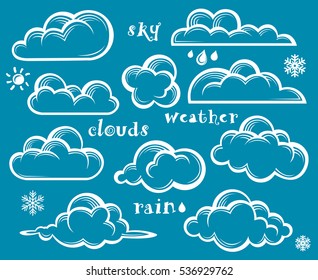 illustration of clouds collection on blue background