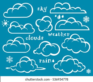 illustration of clouds collection on blue background