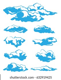 illustration of clouds collection on white