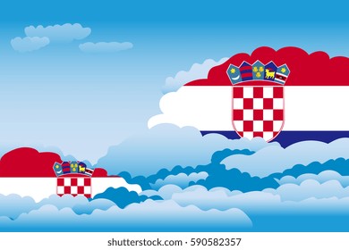 Illustration of Clouds, Clouds with Croatia Flags