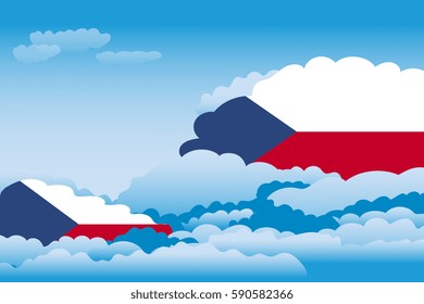 Illustration of Clouds, Clouds with Czech Republic Flags