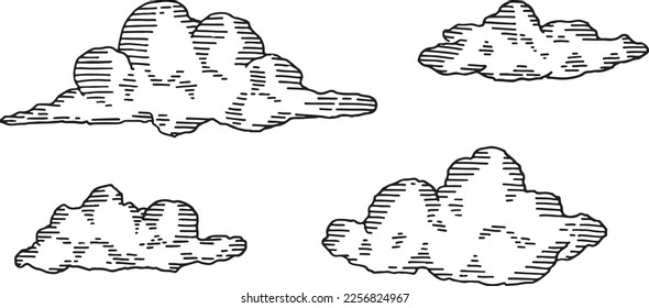 illustration of clouds in fine line