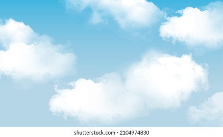 Ilustración de nubes flotando en el cielo azul