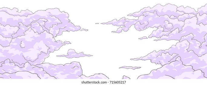 Illustration of clouds from high angle view and perspective