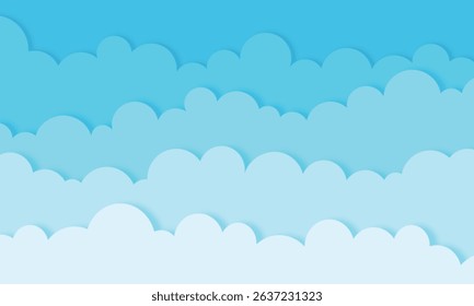  illustration of clouds paper cut style on blue sky banner business background