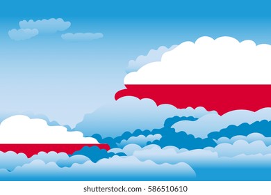 Illustration of Clouds, Clouds with Poland Flags