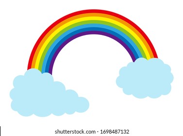 Illustration of clouds and rainbow.