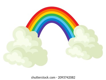 Ilustración de nubes y arco iris en el cielo.