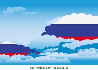 Illustration of Clouds, Clouds with Russia Flags
