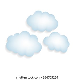 Illustration of clouds with a shadow isolated on white background