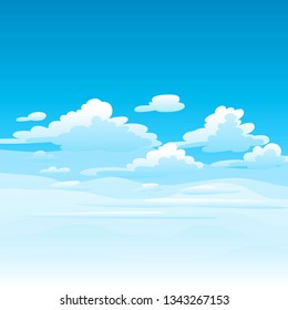 Ilustración de nubes en el cielo. Tarjeta o fondo con el cielo y el día soleado.