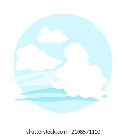 Illustration of clouds in sky. Card or background with heaven.