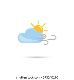 Illustration of cloudy weather with wind and sun icon