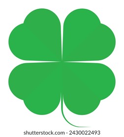 Illustration clover with four green petals for St. Patrick's day