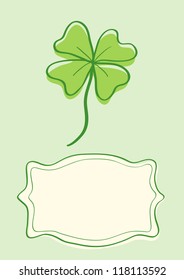 Illustration of clover with four leaves in vintage style