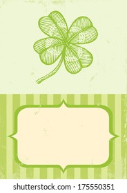 Illustration of clover with four leaves in vintage style