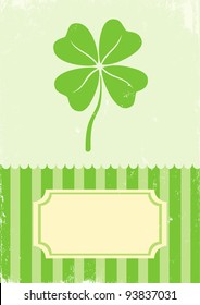 Illustration of clover with four leaves in vintage style