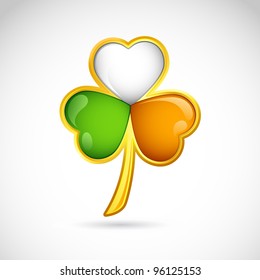 illustration of clover leaf in Irish flag color for saint patrick's day