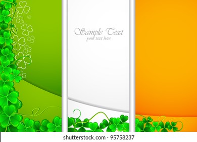 illustration of clover leaf on Irish Flag for Saint Patrick's Day