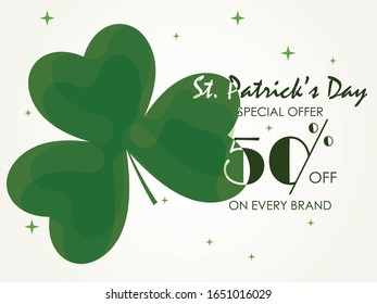 Illustration Of Clover Leaf Promotional Banner Design For St. Patrick's Day .