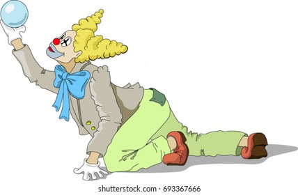Illustration of a clown with ball