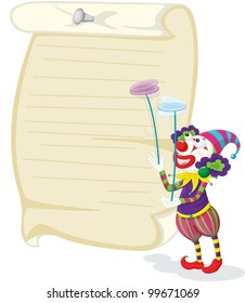 Ilustração de um palhaço na frente do papel
