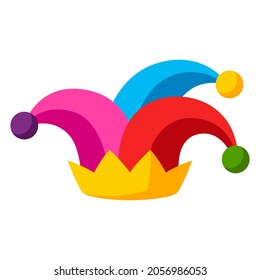 Illustration of clown hat in cartoon style. Cute funny object.