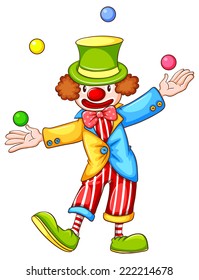 Illustration of a clown juggling balls