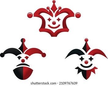 illustration of a clown with many facial expressions and a white background, with a unique and interesting clown shape.