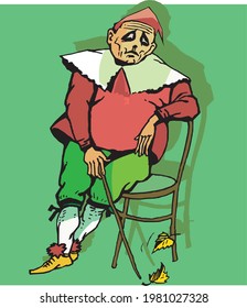 illustration of a clown on the chair