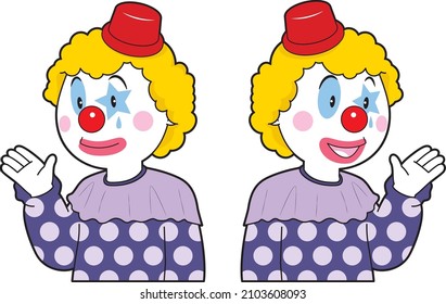 Illustration of a clown with one hand raised