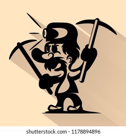 Illustration of a coal miner striking working using retro style .