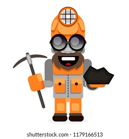 Illustration of a coal miner striking working using retro style .