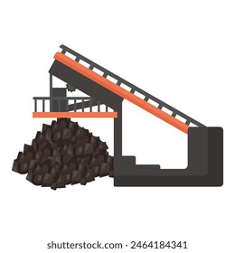 Illustration of a coal mining conveyor belt in a vector graphic depicting the heavy machinery and equipment used in the industry for mineral extraction and energy resource production