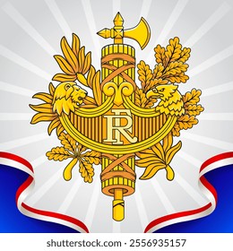 Illustration of the coat of arms of France state