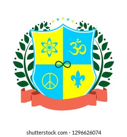 illustration - coat of arms in the style of flat design on the theme of mysticism and esotericism